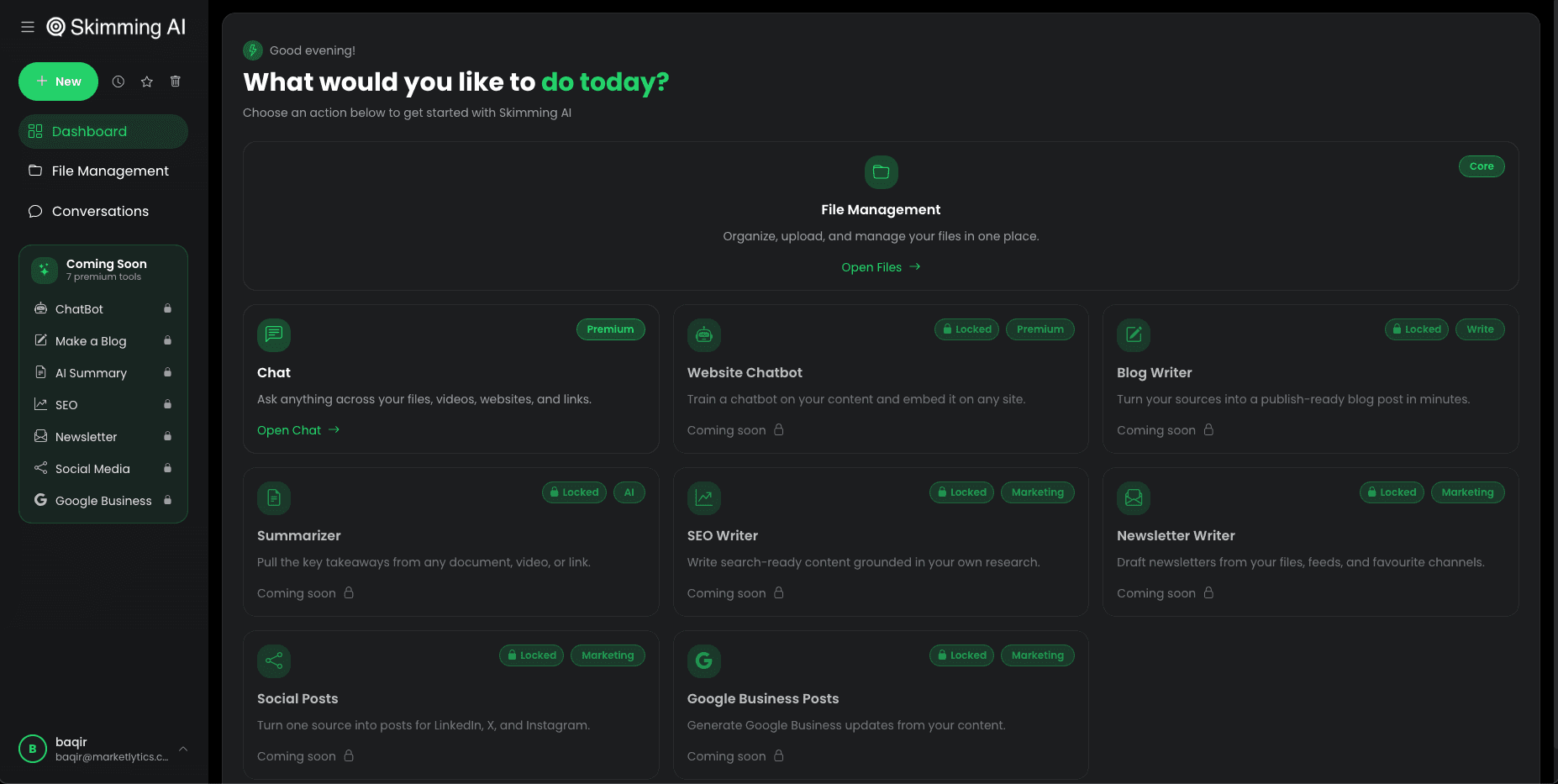 skimming.ai product interface